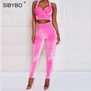 Pink velvet 2 piece set